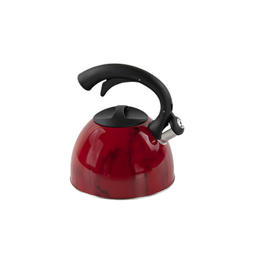 3L Stainless Steel Whistling Kettle Marbled Red – Heat Resistant Handle – MM Homestores UK